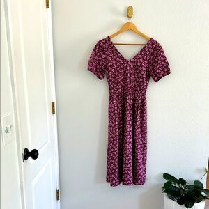 J. Crew Purple Floral Midi Dress
